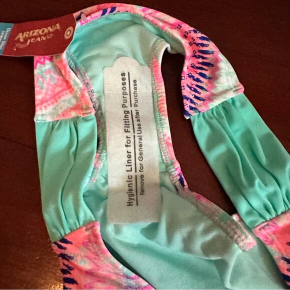 Arizona Jean Swim Beach Bikini Bottom Pink Mint Green Print NWT Medium - Picture 5 of 8